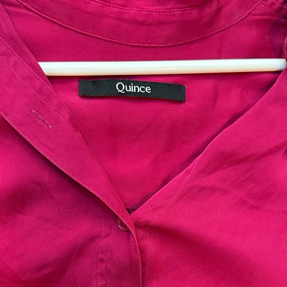 Quince Fuchsia Washable Silk Button-Down Shirt - Picture 4 of 6